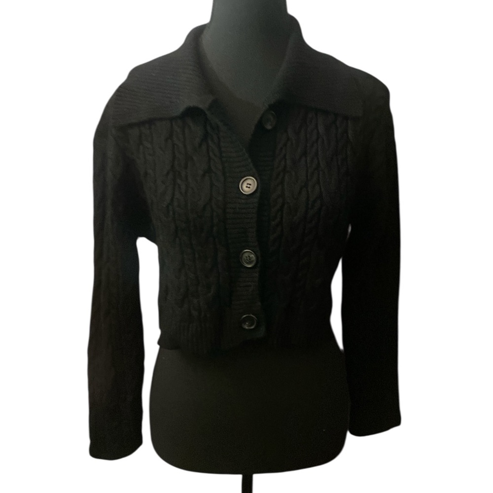 Aster Black Cable Knit Women's Sweater GUC L